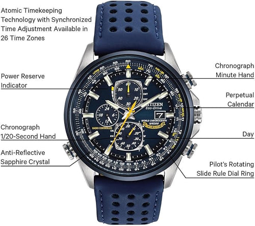 Citizen Men's Eco-Drive Sport Luxury World Chronograph Atomic Time Keeping Watch